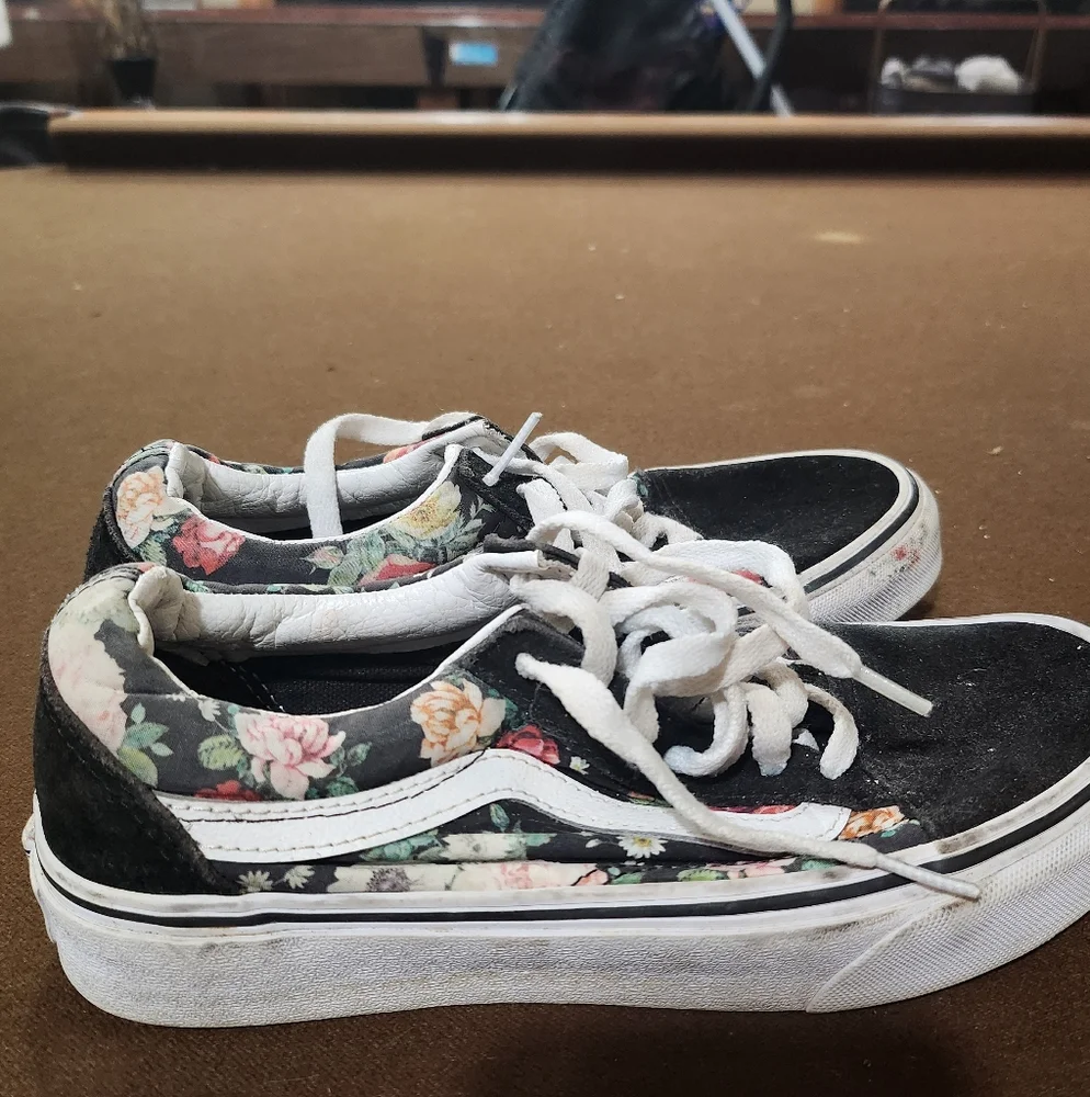 Floral Black and White Sneakers